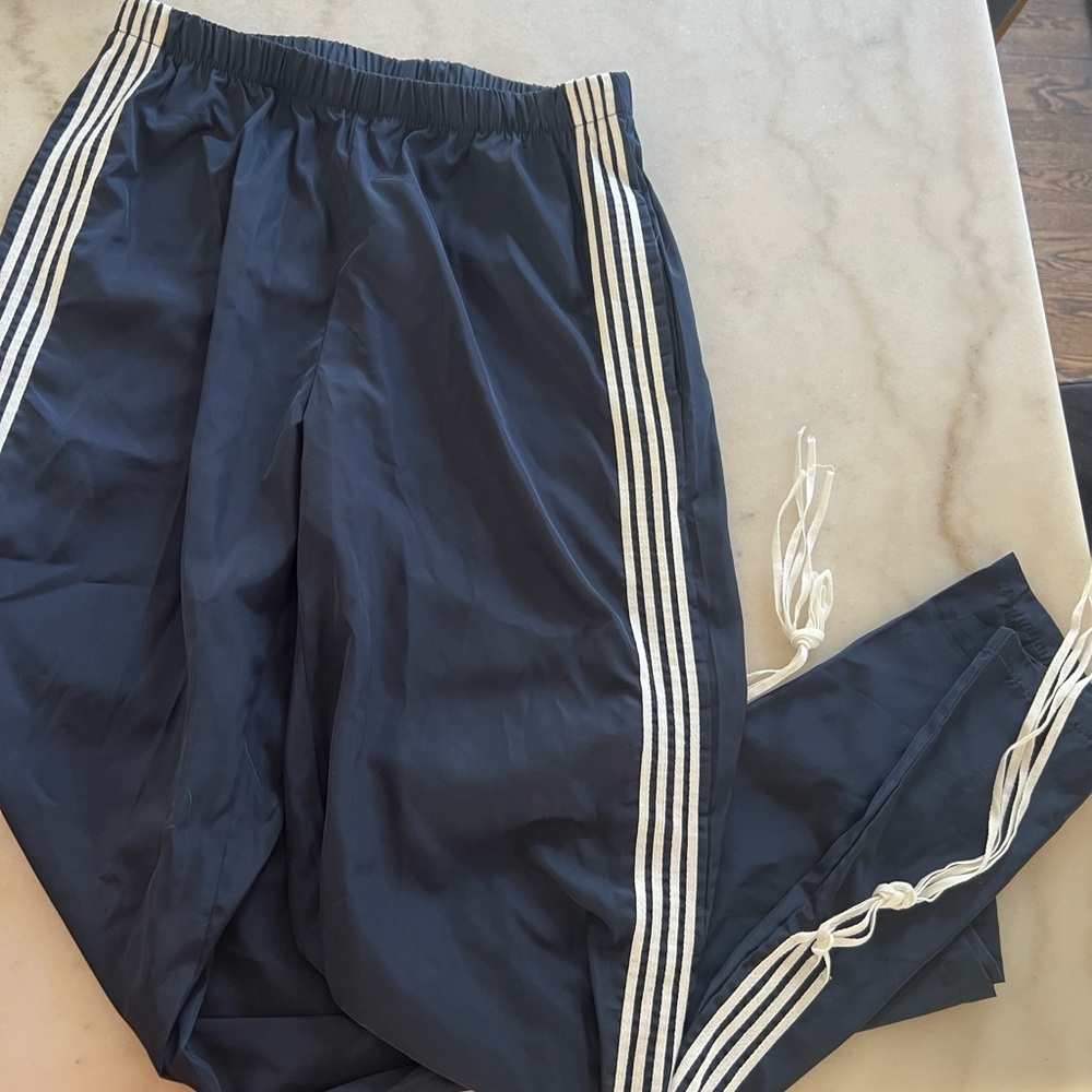 Edikted Navy Track Pants with White Stripes - Picture 2 of 4